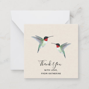 Carte de note de colibri de Merci personnalisée