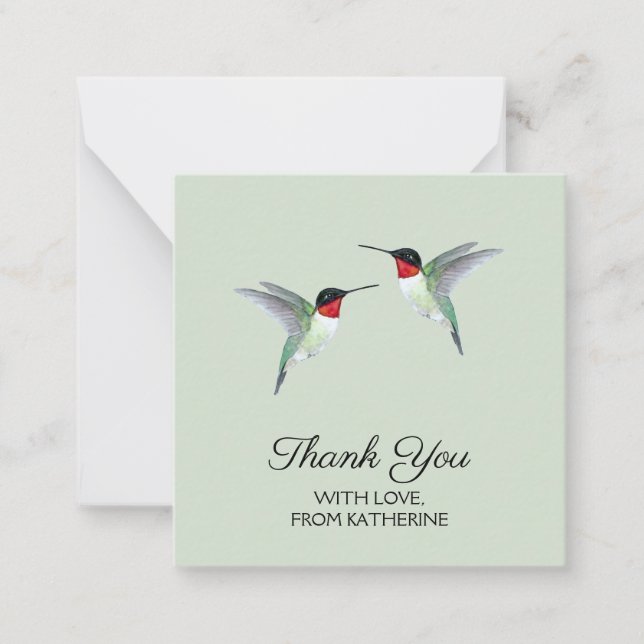 Carte de note de colibri de Merci personnalisée (Devant)