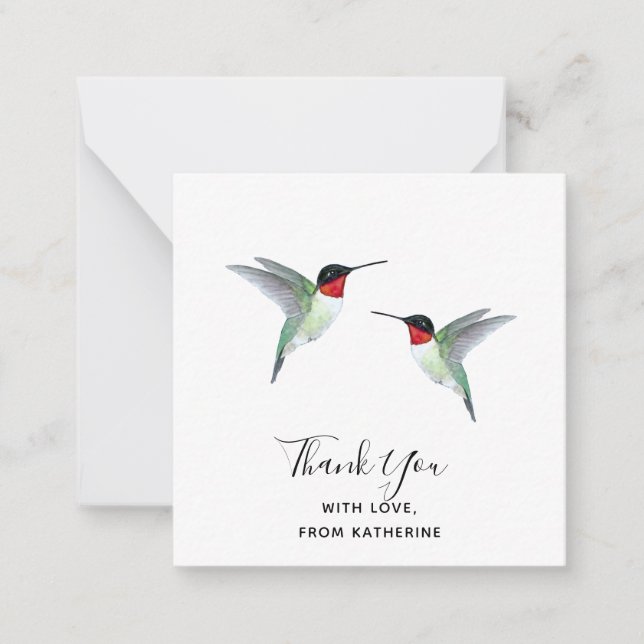 Carte de note de colibri de Merci personnalisée (Devant)