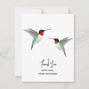 Carte de note de colibri de Merci personnalisée