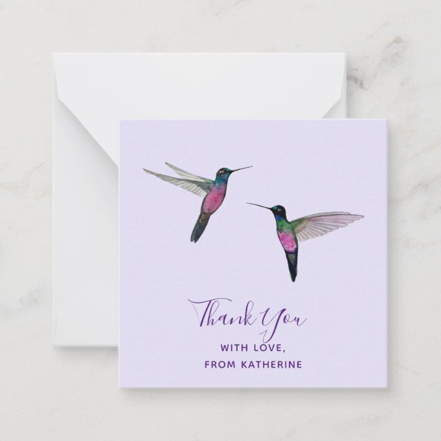 Carte de note de colibri de Merci personnalisée (Devant)