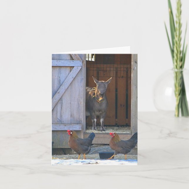 Carte de note de la chèvre et du poulet de la ferm (Devant)