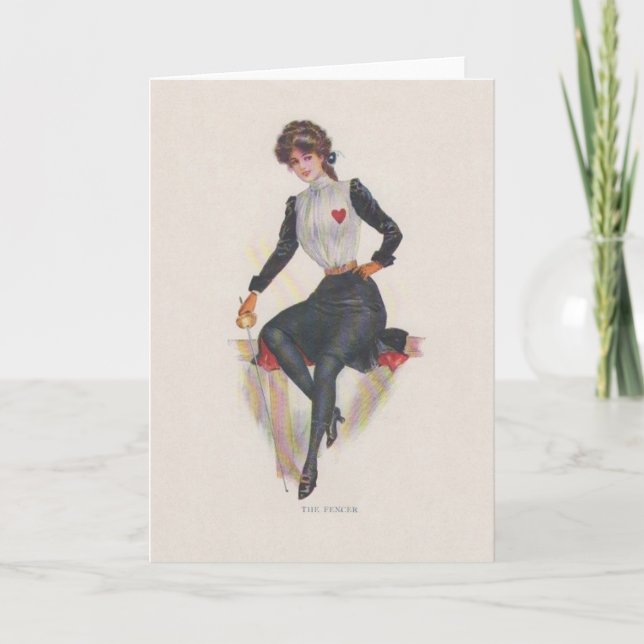 Carte de note de la femme vintage Foil Fencer (Devant)