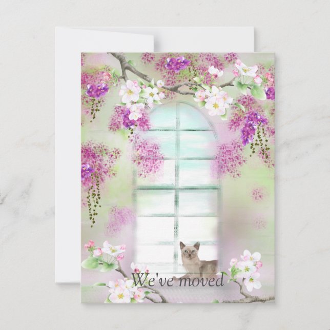 Carte de note de la nouvelle adresse de Siamese Ca (Devant)