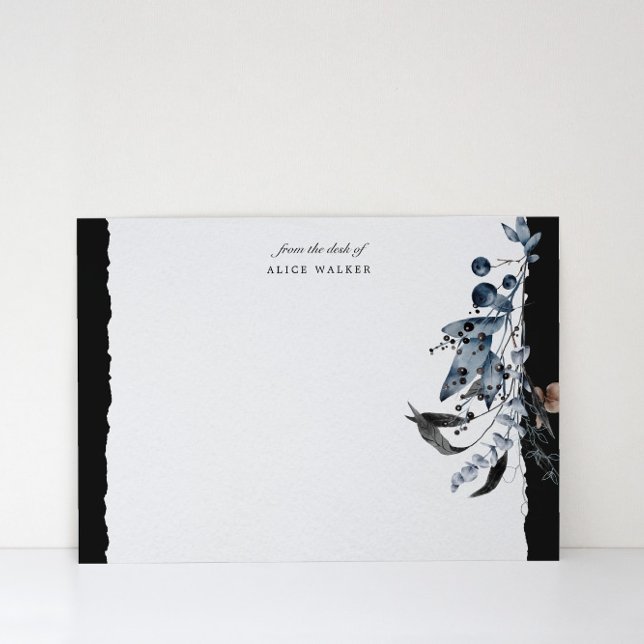 Carte de note de la papeterie du Monogramme bleu h (Créateur téléchargé)