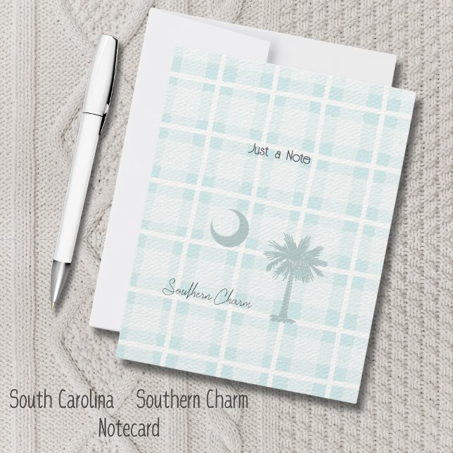 Carte de note de l'état de la Caroline du Sud (Just a Note notecard is perfect to send a hi for any occasion. South Carolina Flag, Southern Charm!)