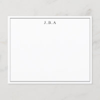 Carte de note de ligne de bordure de 3 monogrammes