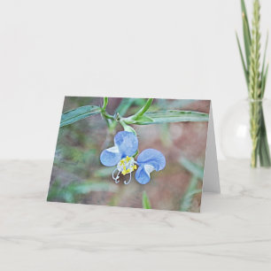 Carte de note de macro de fleur de jour bleu asiat