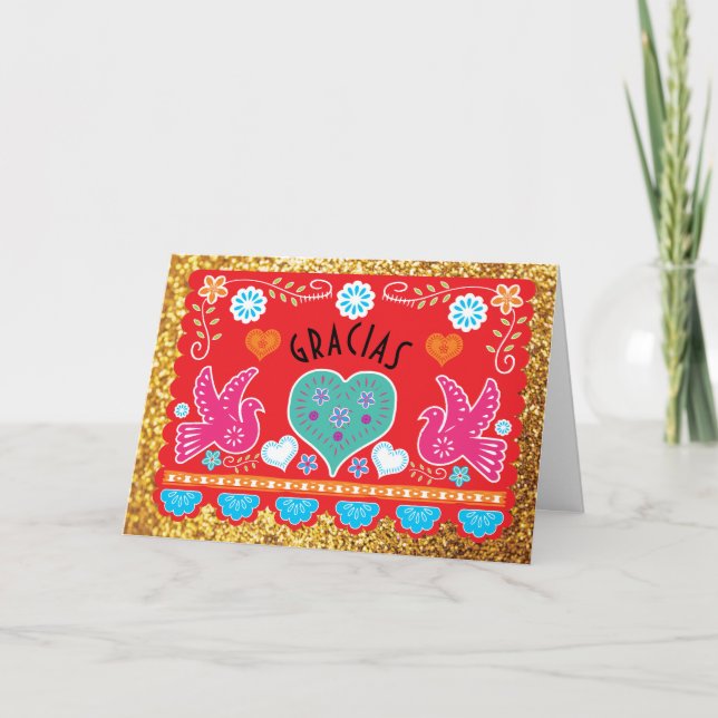 Carte de note de Merci de Gracias Papel Picado (Devant)