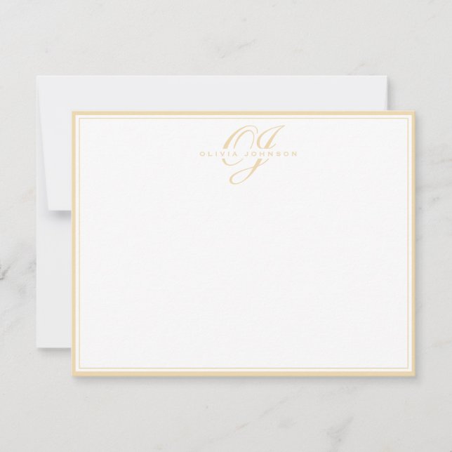 Carte de note de monogramme ocré chaud classique (Devant)