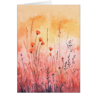Carte de note de nature aquarelle - lever de solei