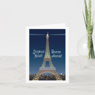 Carte de note de Noël de Tour Eiffel