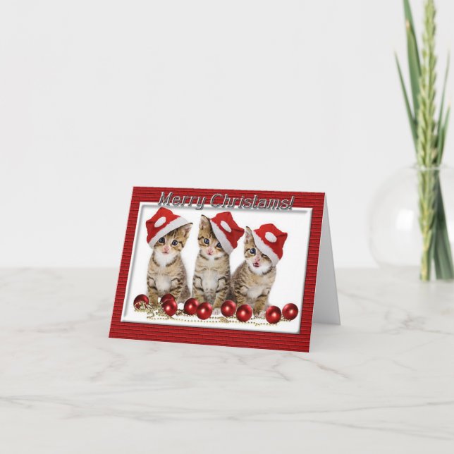 Carte de note de Noël Kitten Santas (Devant)