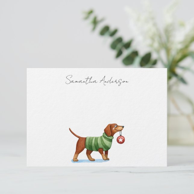 Carte de note de Noël personnalisée pour chien mou (Debout devant)