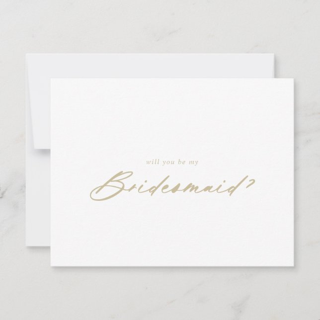 Carte de note de proposition Chic Gold Bridesmaid (Devant)