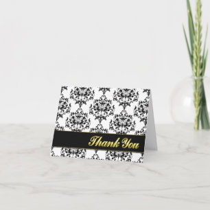 Carte de note de remerciement Black & White Damask