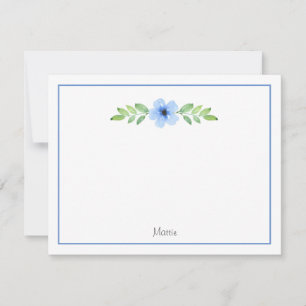 Carte de note de swag florale d'aquarelle bleue