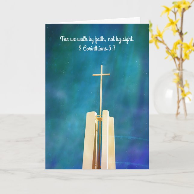 Carte de note d'encouragement Faith Cross Art (Fleur jaune)