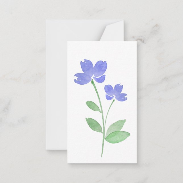 Carte de note des tiges de fleurs d'aquarelle péri (Devant)