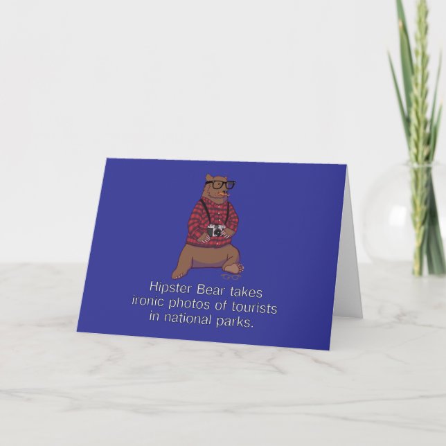 Carte de note d'ours Hipster (Devant)