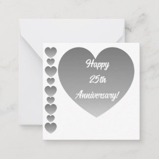Carte de note du 25e anniversaire heureuse