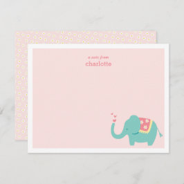 Carte de note éléphant bébé mignon