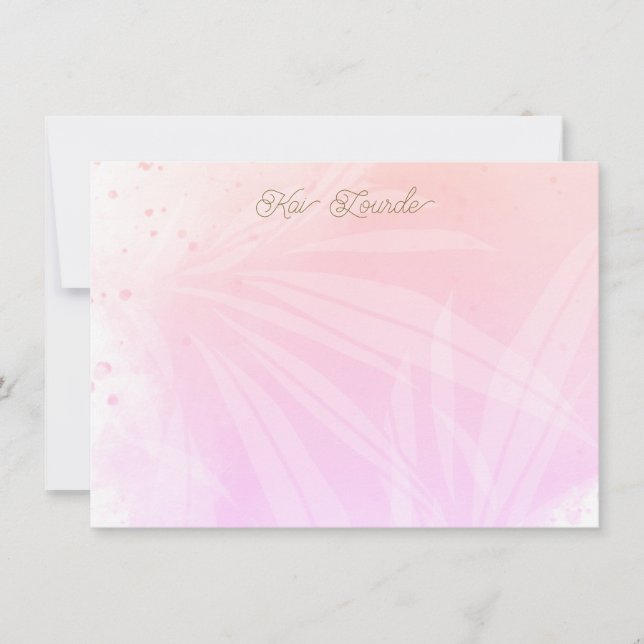 Carte de note en aquarelle rose assez personnalisé (Devant)
