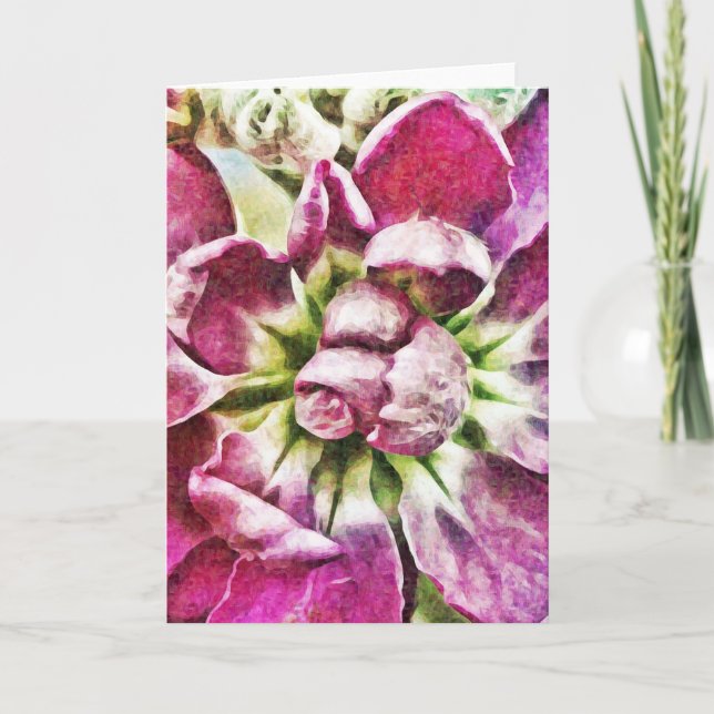 Carte de note en blanc peinte à la fleur Magenta (Devant)