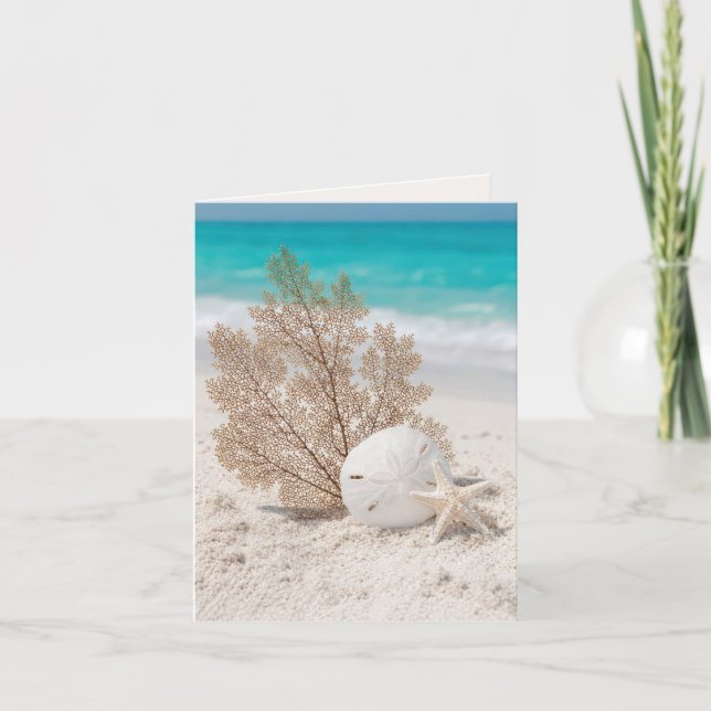 Carte de note Éventail marin avec dollar de sable  (Devant)