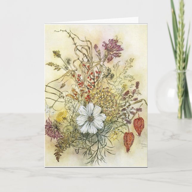 Carte de note Fleur sauvage vintage (Devant)