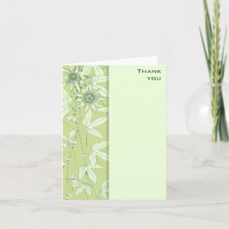 Carte de note florale botanique verte de Merci de
