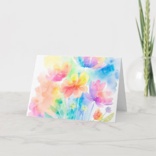 Carte de note florale Rainbow Colors Aquarelle