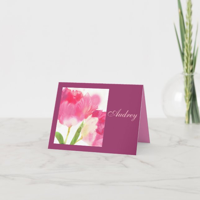 Carte de note florale rose (Devant)