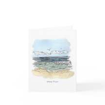 Carte de note heureuse d'endroit de plage