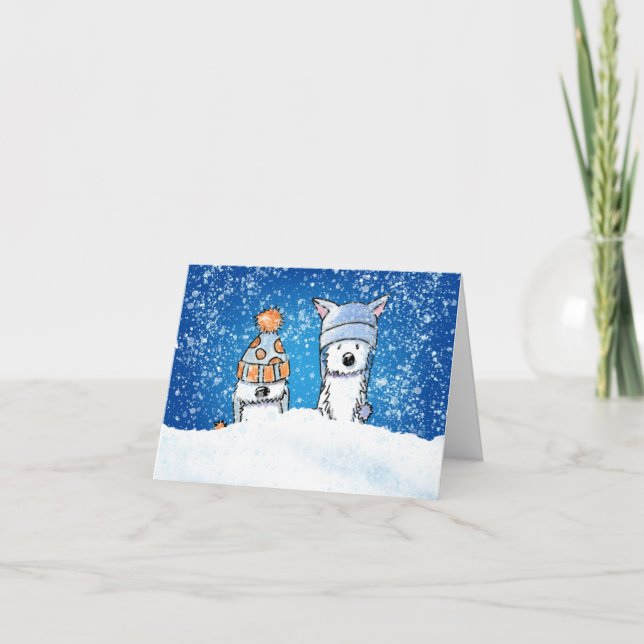 Carte de note hiver Westies (Devant)