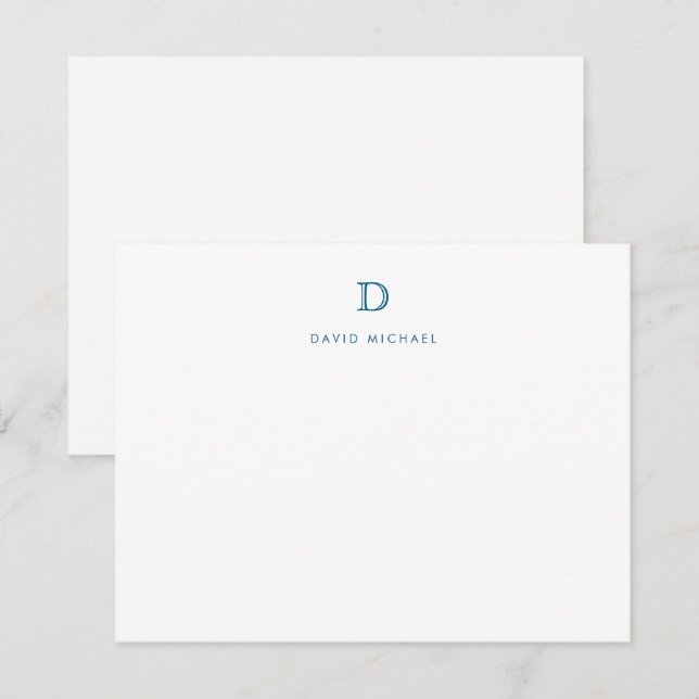 Carte de note initiale de monogramme simple classi (Devant / Derrière)