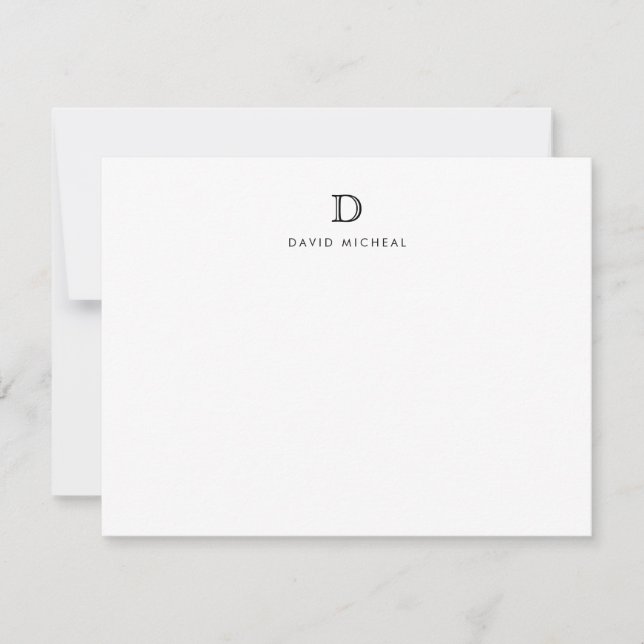 Carte de note initiale de monogramme simple classi (Devant)