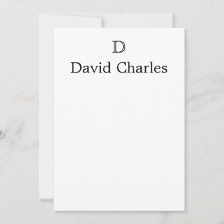 Carte de note initiale monogramme simple classique