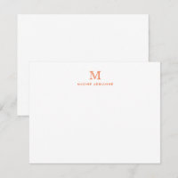 Carte de note initiale simple orange moderne Monog