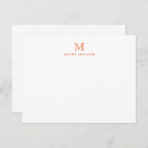 Carte de note initiale simple orange moderne Monog