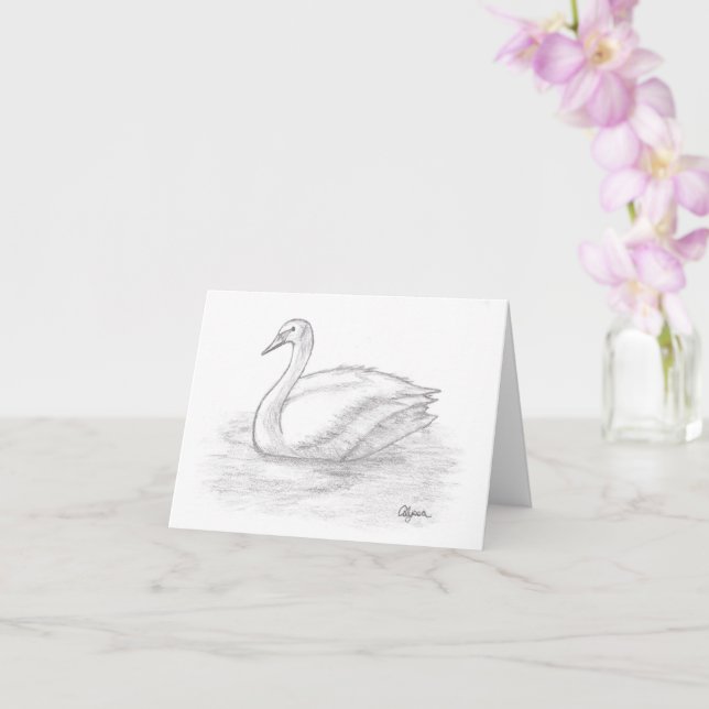 Carte de note inspirante Swan (Orchidée)