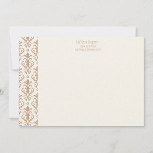 Carte de note kaki de damassé