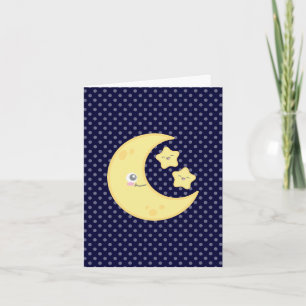 Carte de note Kawaii Moon et Stars