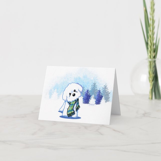 Carte de note KiniArt Winter Bichon Frise (Devant)