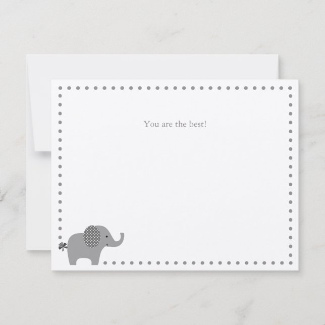 Carte de note Merci à l'éléphant mignon (Devant)