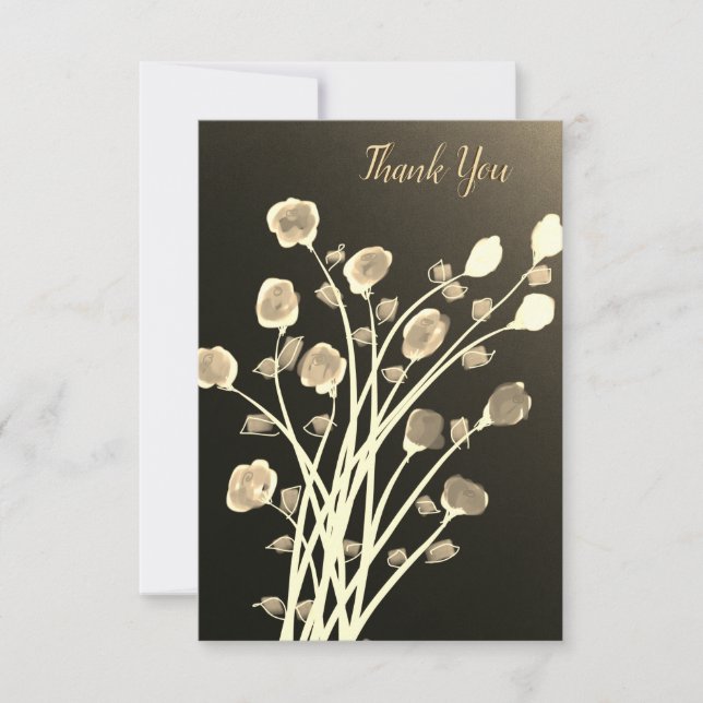Carte de note Merci Flowered dans les Browns (Devant)