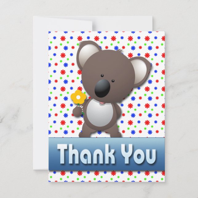 CARTE DE NOTE MIGNONNE DE MERCI DE KOALA (Devant)