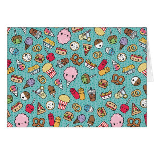 Carte de note mignonne de nourriture industrielle