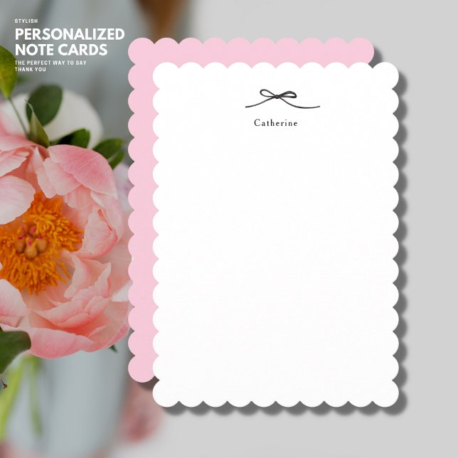 Carte de note minimaliste rose personnalisée avec  (Créateur téléchargé)