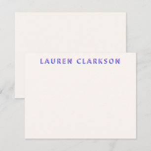 Carte de note moderne au nom gras violet et bleu